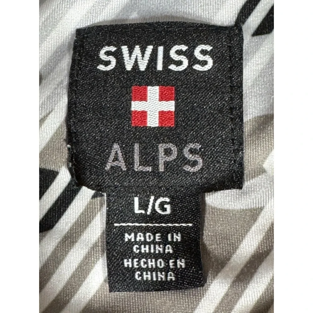 Swiss Alps Polo Shirt Mens Large Gray Camo Stretch Knit Golf Performance